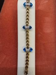 18kt Yellow Gold with Blue Enamel Designs Bracelet