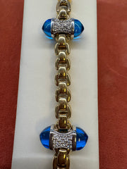 18kt Yellow Gold with Blue Enamel Designs Bracelet