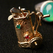 14K Yellow Gold Ruby & Emerald Accent Miniature Golf Bag Pendant