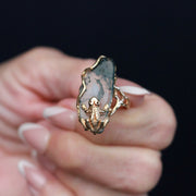 14K Yellow Gold Moss Agate Ring