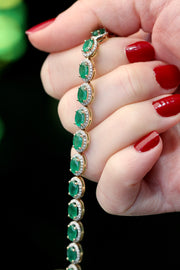 Emerald and Diamond Bracelet 14kt yellow gold