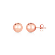 14K Rose Gold Polished 7mm Post Earrings