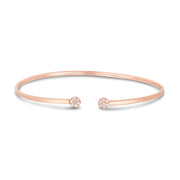 14K Rose Gold Diamond Cluster Cuff Bangle Bracelet