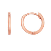 14K Rose Gold Thin Polished Huggie Earrings