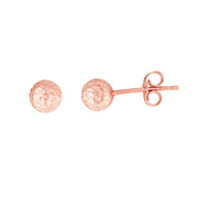 14K Rose Gold 5mm Crystal Cut Post Earrings