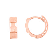 14K Rose Gold Faceted Huggie Hoop Earrings