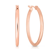 14K Rose Gold 2x25mm Hoop Earrings