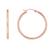 14K Rose Gold 2x30mm Hoop Earrings