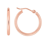 14K Rose Gold 2x20mm Hoop Earrings