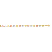 14K Tri-Color Gold Puffed Mariner Link Necklace