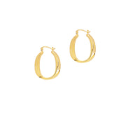 14K Yellow Gold Oval Back to Back Hoop Earrings