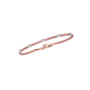 14K Rose Gold .15 Carat Woven Diamond Station Bangle Bracelet