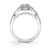 Sylvie Glamorous 14K White Gold Cushion Double-Halo Diamond Engagement Ring Setting