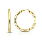 14K Yellow Gold 4x40mm Hoop Earrings