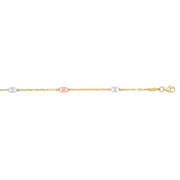 14K Tri-Color Gold Diamond Cut Anklet