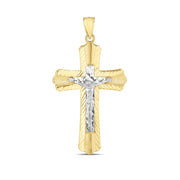 14K Two-Tone Gold Crucifix Cross Pendant