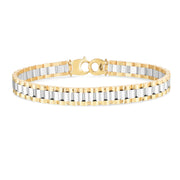 14K Two-Tone Gold 8.2mm High Polish Railroad Bracelet