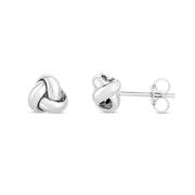 14K White Gold Mini Classic Polished Love Knot Stud Earrings