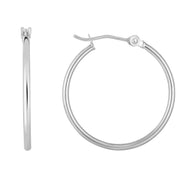 14K White Gold 1.5x25mm Hoop Earrings