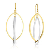 14K Two-Tone Gold Interlocking Marquise Drop Dangle Earrings