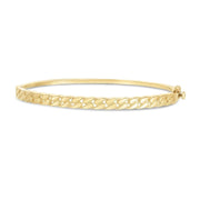 14K Yellow Gold Cuban Chain Bangle Bracelet