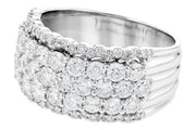 Wide 14K White Gold Five Row Diamond Anniversary Band