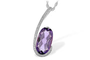 14K Rose Gold Amethyst & Diamond Drop Pendant