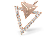 14K Rose Gold Diamond Pyramid Pendant