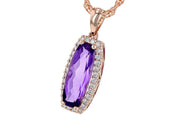 14K Rose Gold Oblong Amethyst Halo Pendant