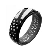 Black IP American Flag Pride Spinner Ring