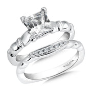 14K White Gold Large Fluted Diamond Engagement Ring