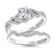 True-Fit Wedding Band to 14K White Gold Twist Diamond Engagement Ring