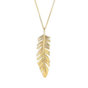 14K Yellow Gold Feather Necklace