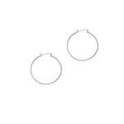 14K White Gold 1.5x40mm Hoop Earrings