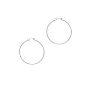 14K White Gold 1.5x45mm Hoop Earrings