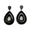 18K White Gold Pear Shaped Onyx and Diamond Drop Earrings