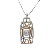 14K Two-Tone Retro Modern Geometric Diamond Pendant