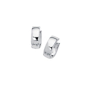 10K White Gold Polished Huggie Earrings