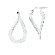 10K White Gold Polished Freeform Hoop Earring