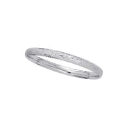 14K White Gold Diamond Cut X Bangle Bracelet