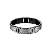 Stainless Steel Bold Ornate Texture Link Bracelet