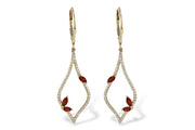 14K Rose Gold Diamond Teardrop Ruby Accent Earrings