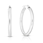 10K White Gold 3x30mm Hoop Earring