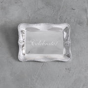 Pearl Denisse Rectangular Engraved Tray with "Celebrate!"