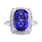 18K White Gold Tanzanite & Diamond Ring