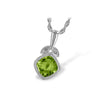 14K White Gold Peridot & Diamond Leaf Pendant