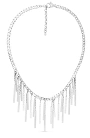 Sterling Silver Bar Fringe Choker Necklace