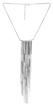 Sterling Silver Long Bar Fringe Necklace