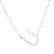 Sterling Silver U Letter Necklace