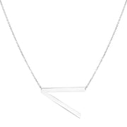 Sterling Silver V Letter Necklace